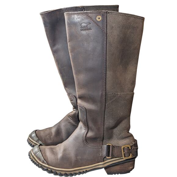 Sorel Boots Womens 6.5 Leather Slimpack Riding Snow Winter Tall Cozy NL2108-326 - Picture 10 of 11